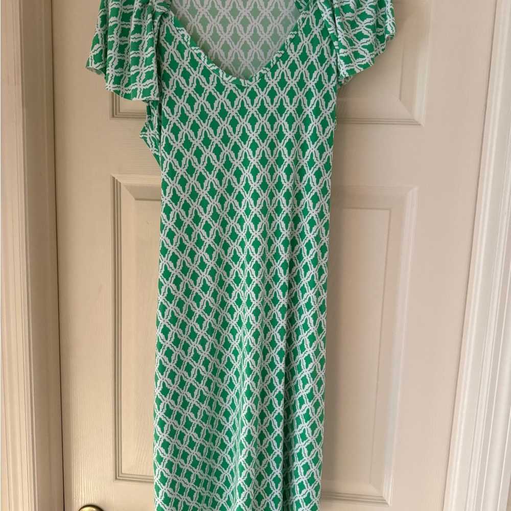 Nine West Elegant Green Patterned Dress